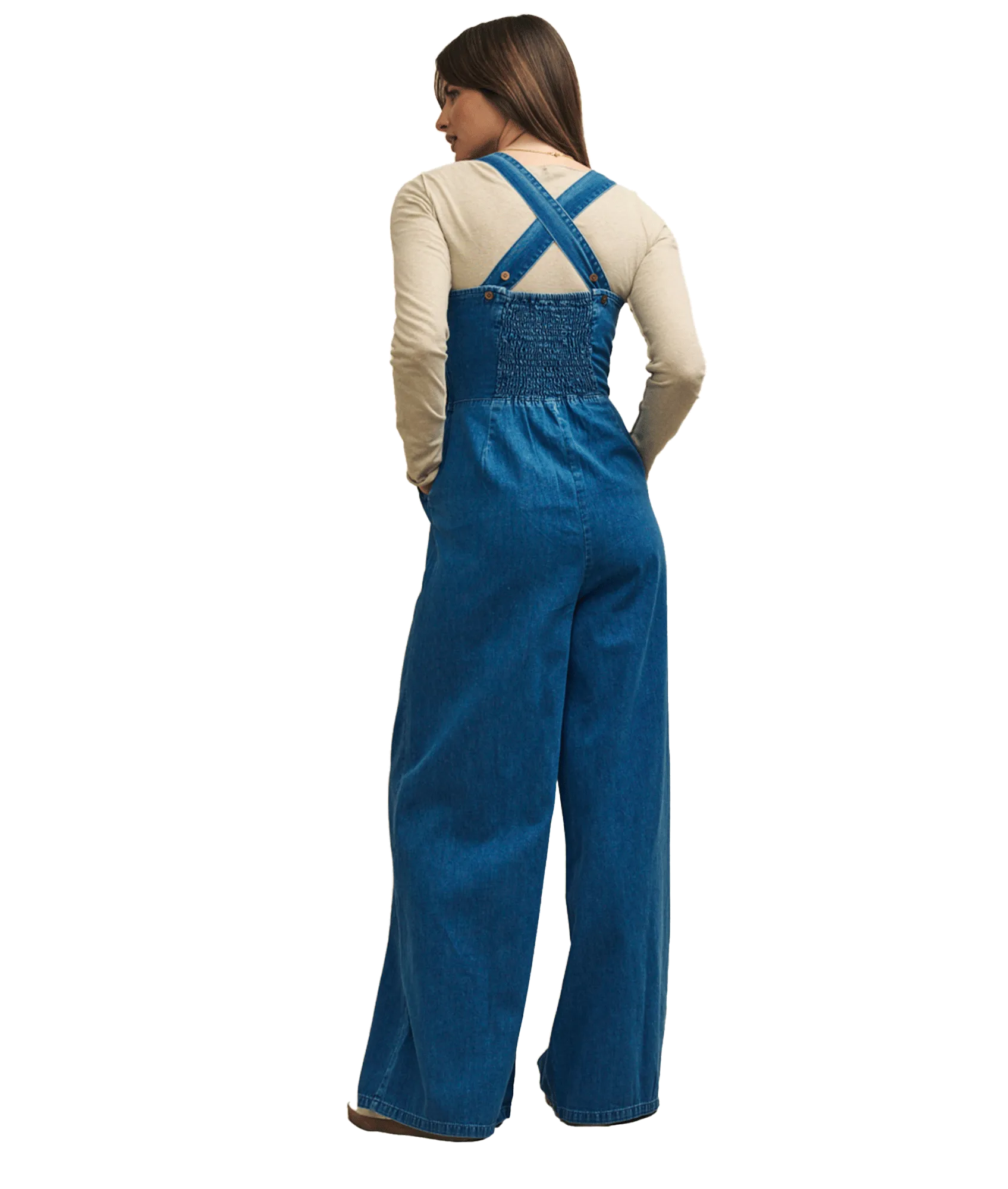 Fearne Cotton Mid Wash Denim Jumpsuit - Blue