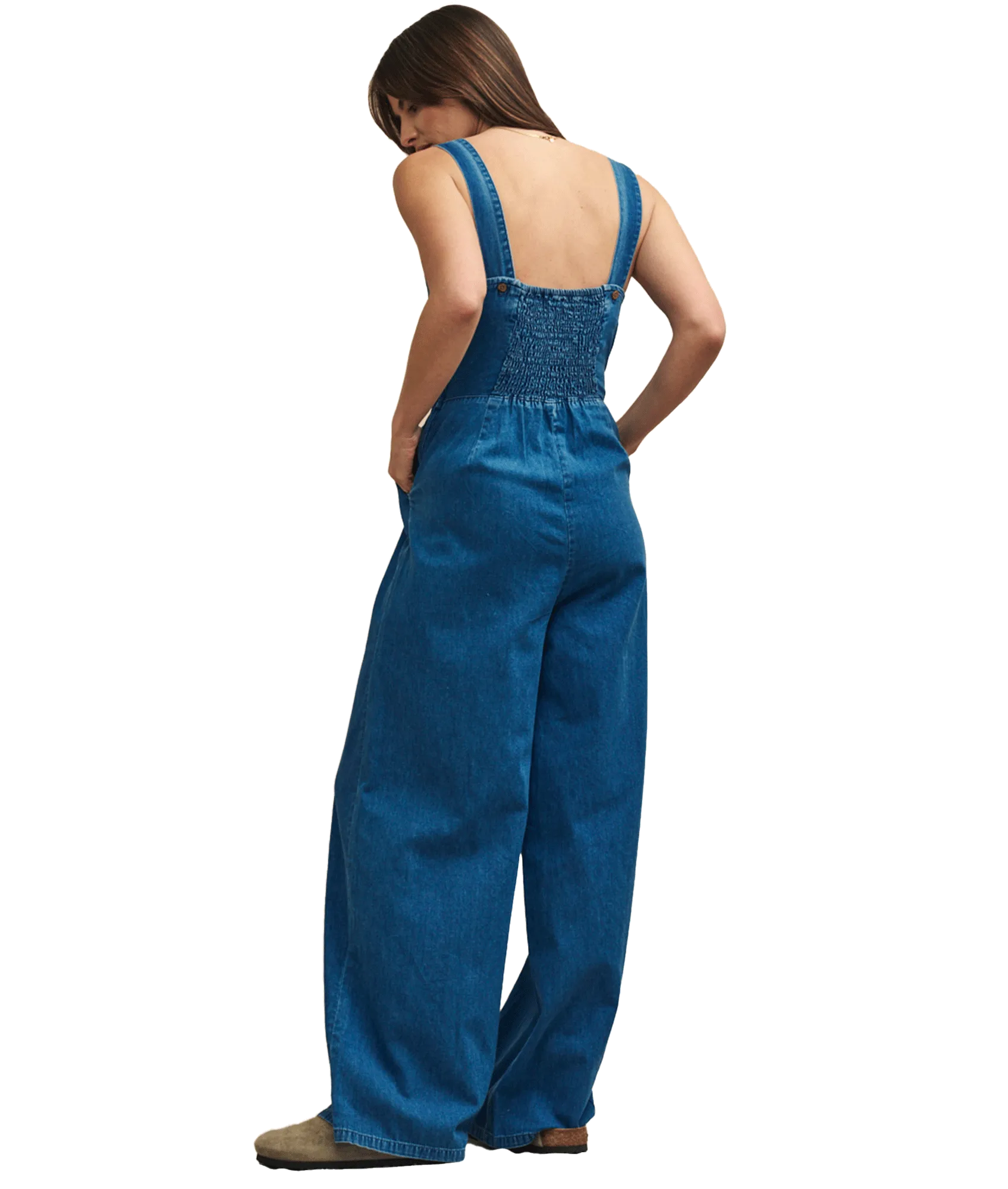 Fearne Cotton Mid Wash Denim Jumpsuit - Blue