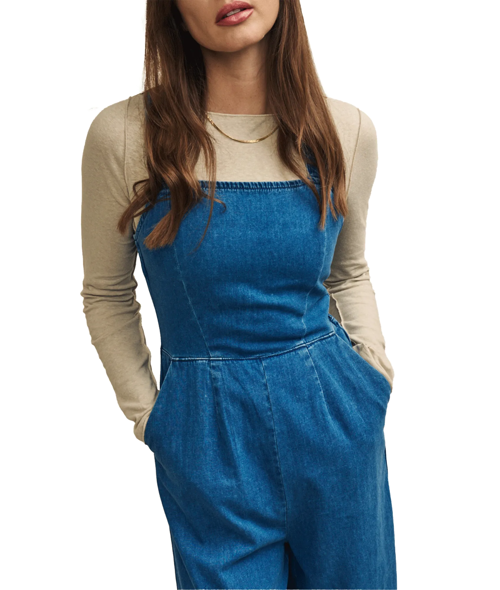 Fearne Cotton Mid Wash Denim Jumpsuit - Blue