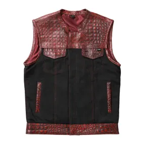 Fireball - Men's Leather/ Denim Motorcycle Vest - Limited Edition