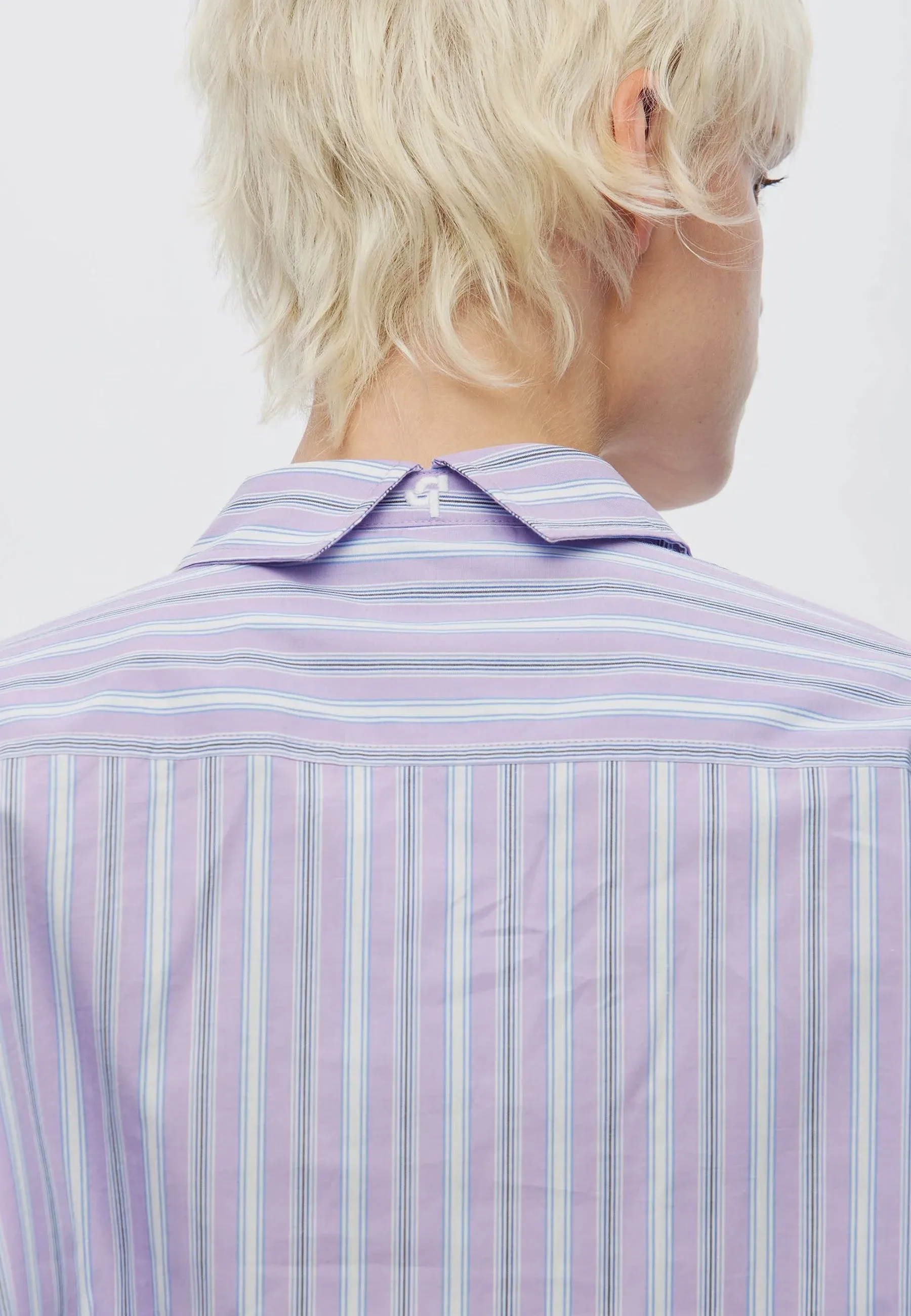 Forever Cropped Shirt - Orchid Pinstripe