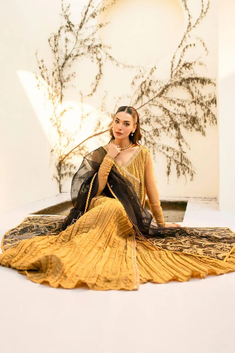 Fozia Khalid - Sehar - Golden - Silk - 3 Piece