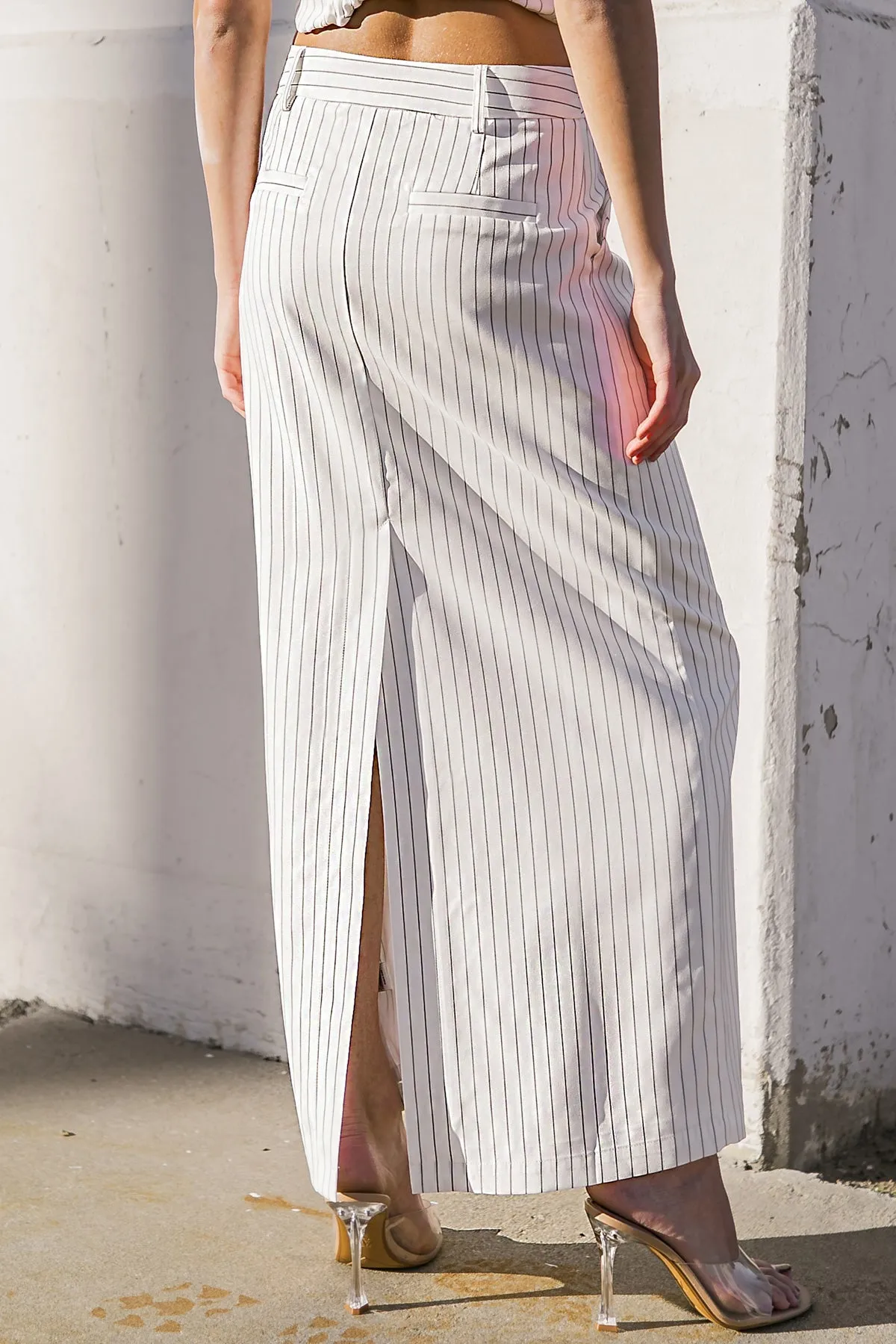 Get To The Point Woven Midi Skirt