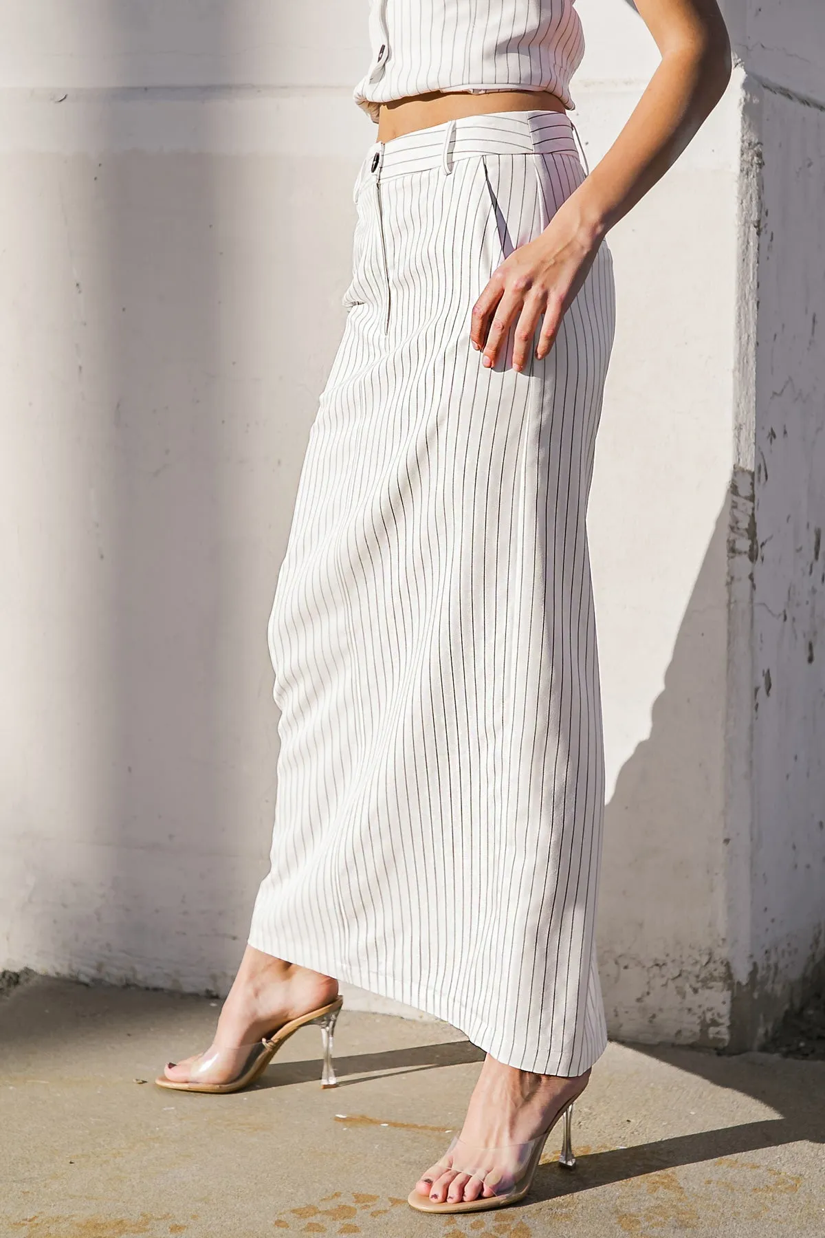 Get To The Point Woven Midi Skirt