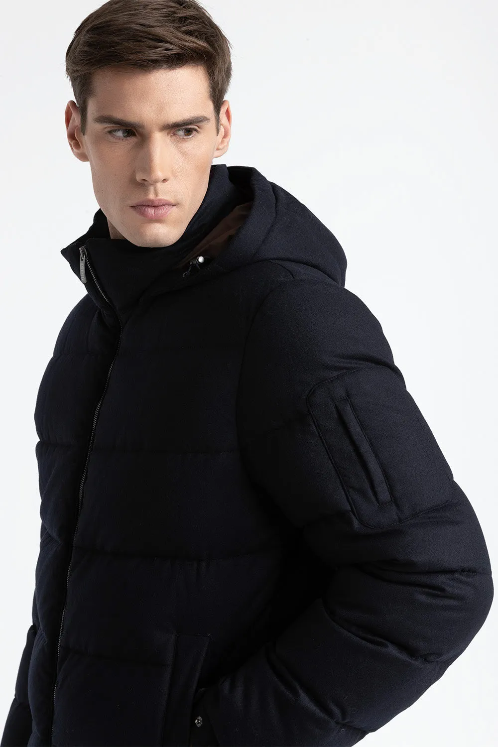 Goose down jacket in cashmere and tricot