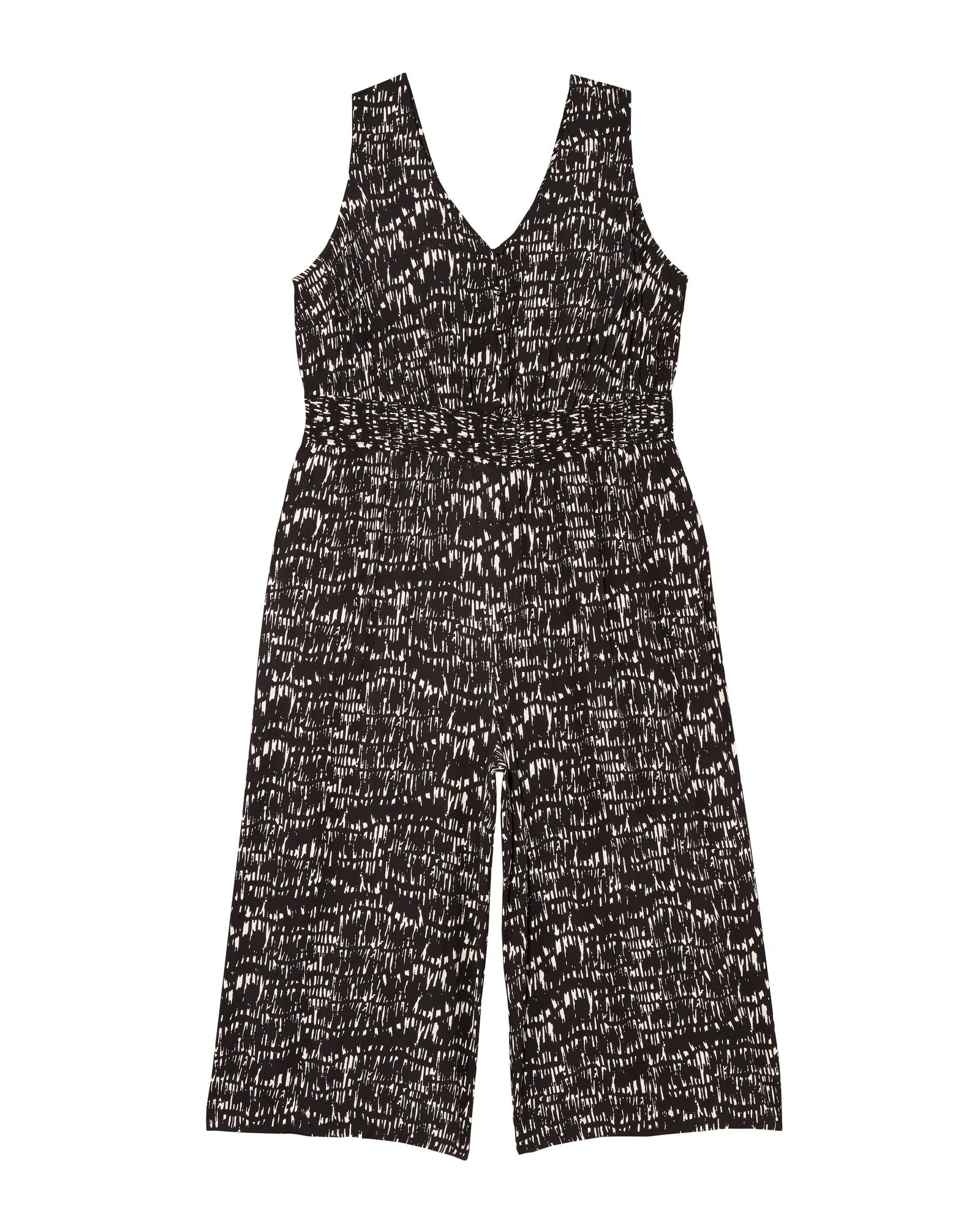 Greeley Smocked Waist Jumpsuit | Black / White