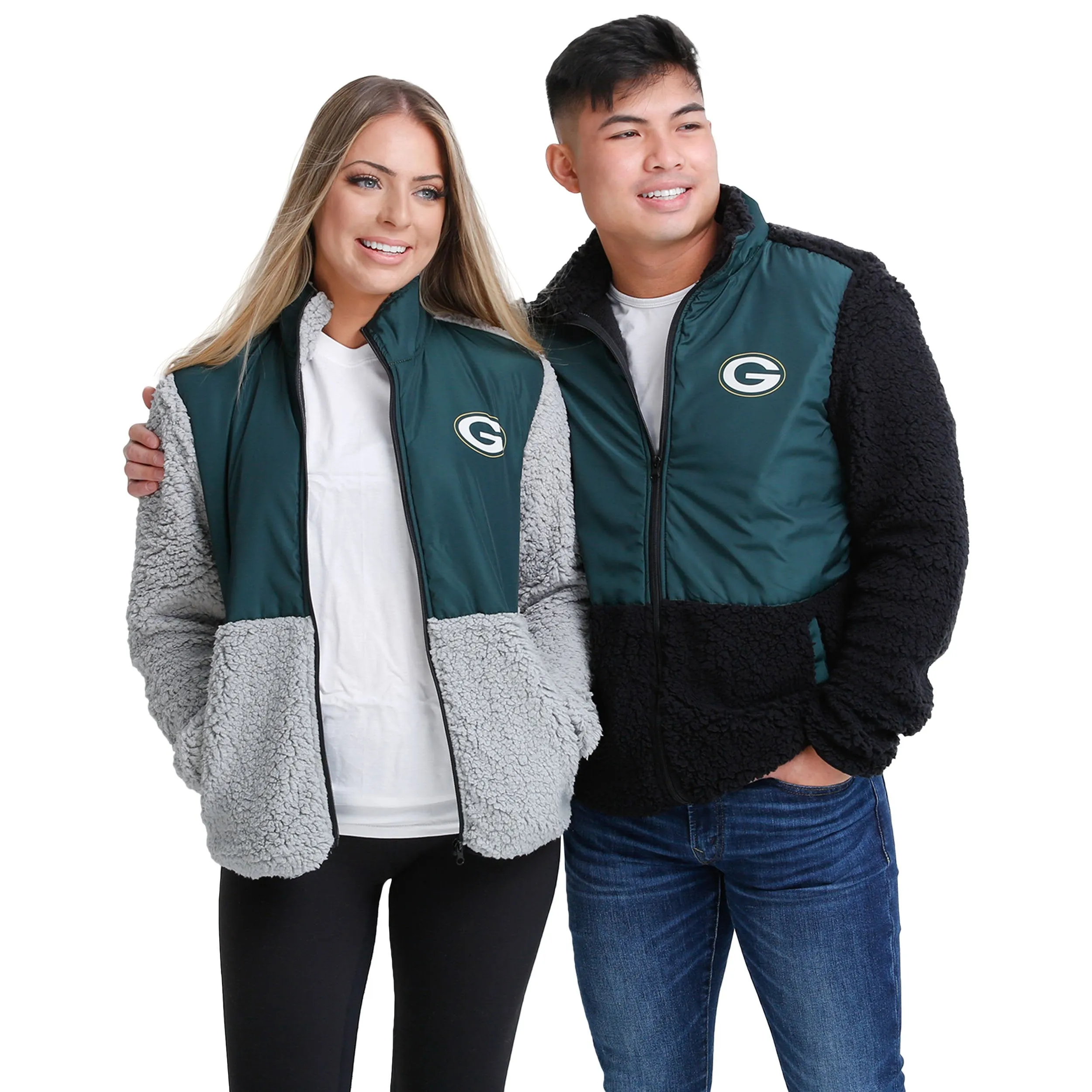 Green Bay Packers NFL Mens Sherpa Soft Zip Up Jacket