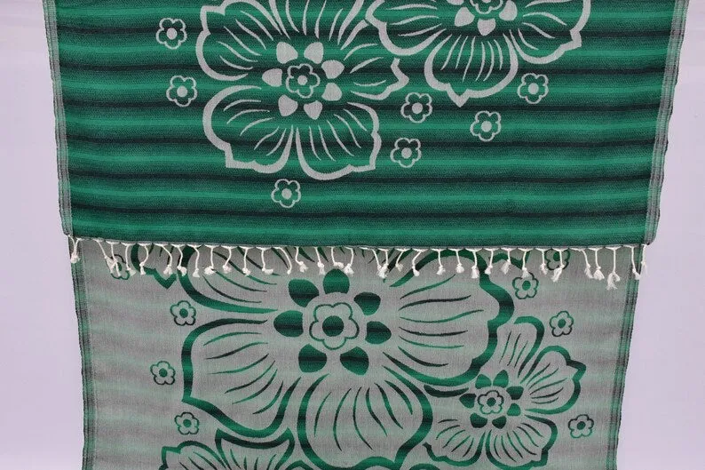 Green Hibiscus Flowers 100% Cotton Towel