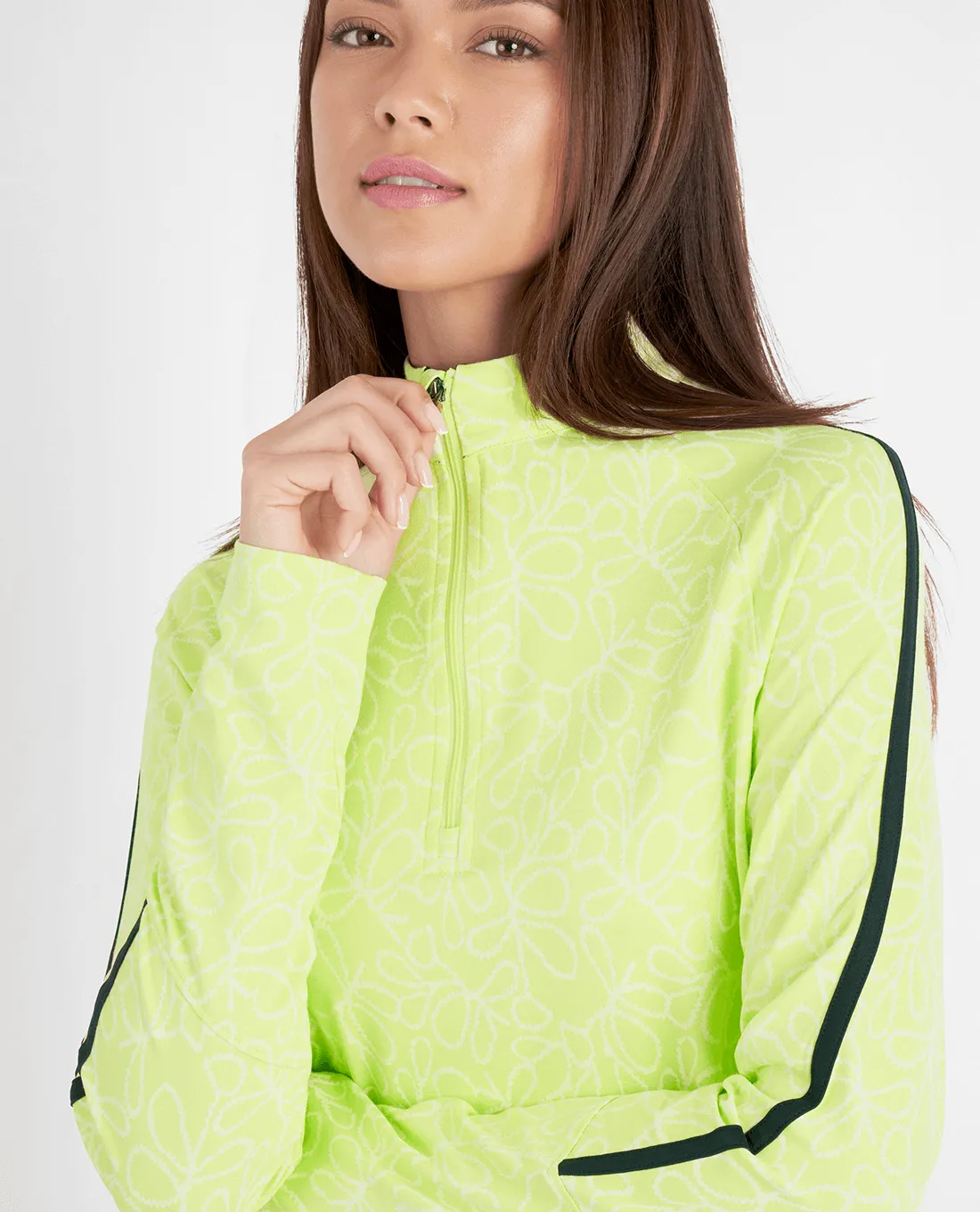 GREEN LAMB Mae Printed Zip Neck 046 Soft Lime