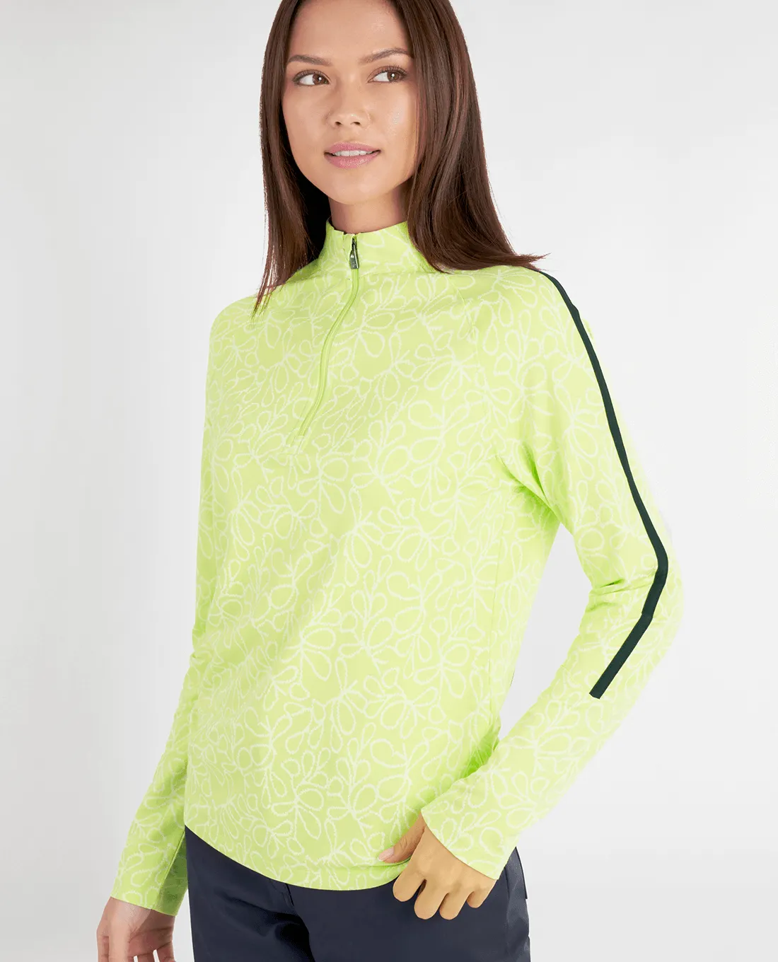 GREEN LAMB Mae Printed Zip Neck 046 Soft Lime