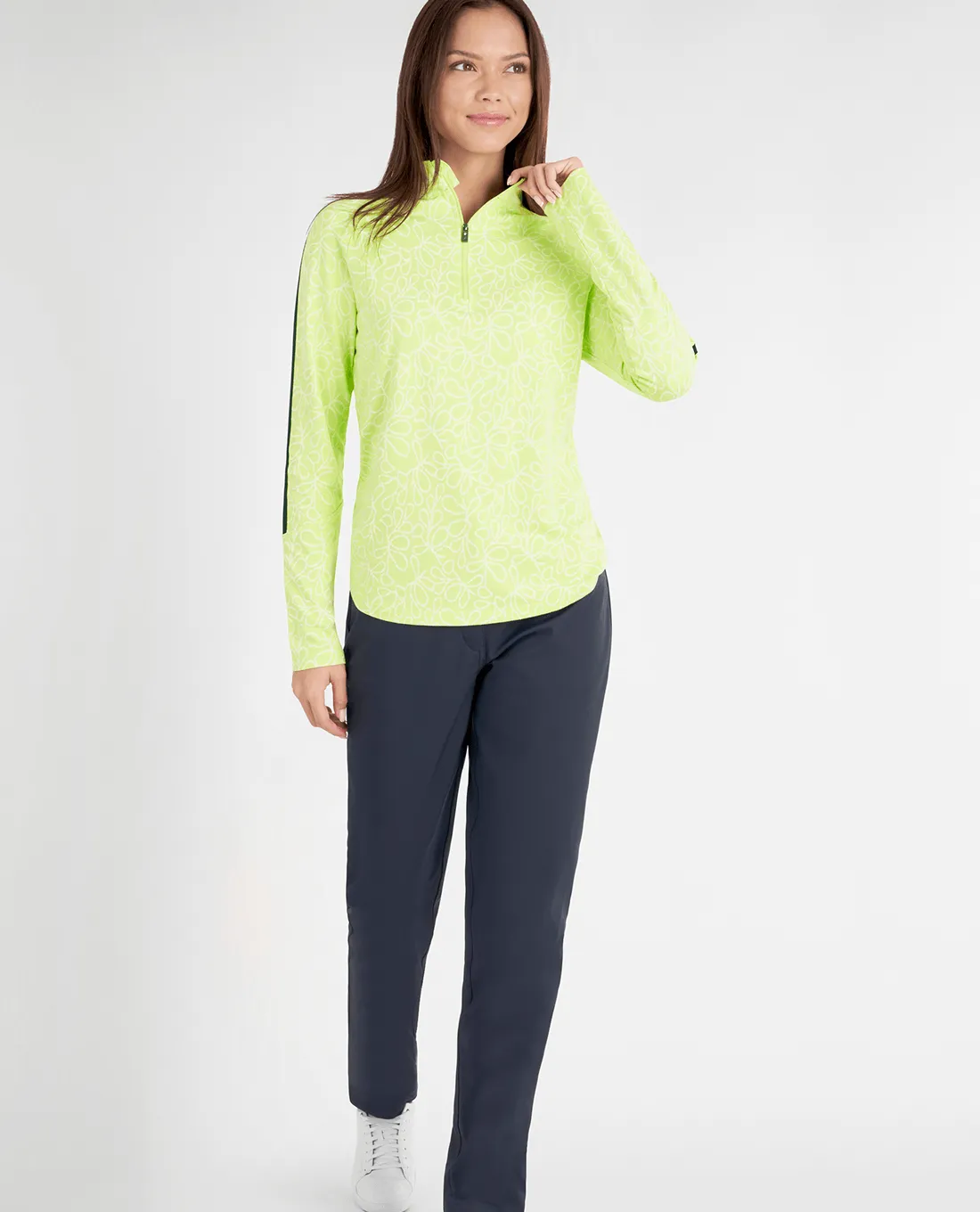 GREEN LAMB Mae Printed Zip Neck 046 Soft Lime