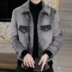 Grey Color Fur Zippered Jacket