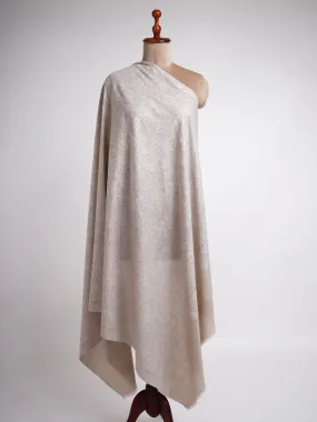 Grey with White Embroidered Pashmina Shawl