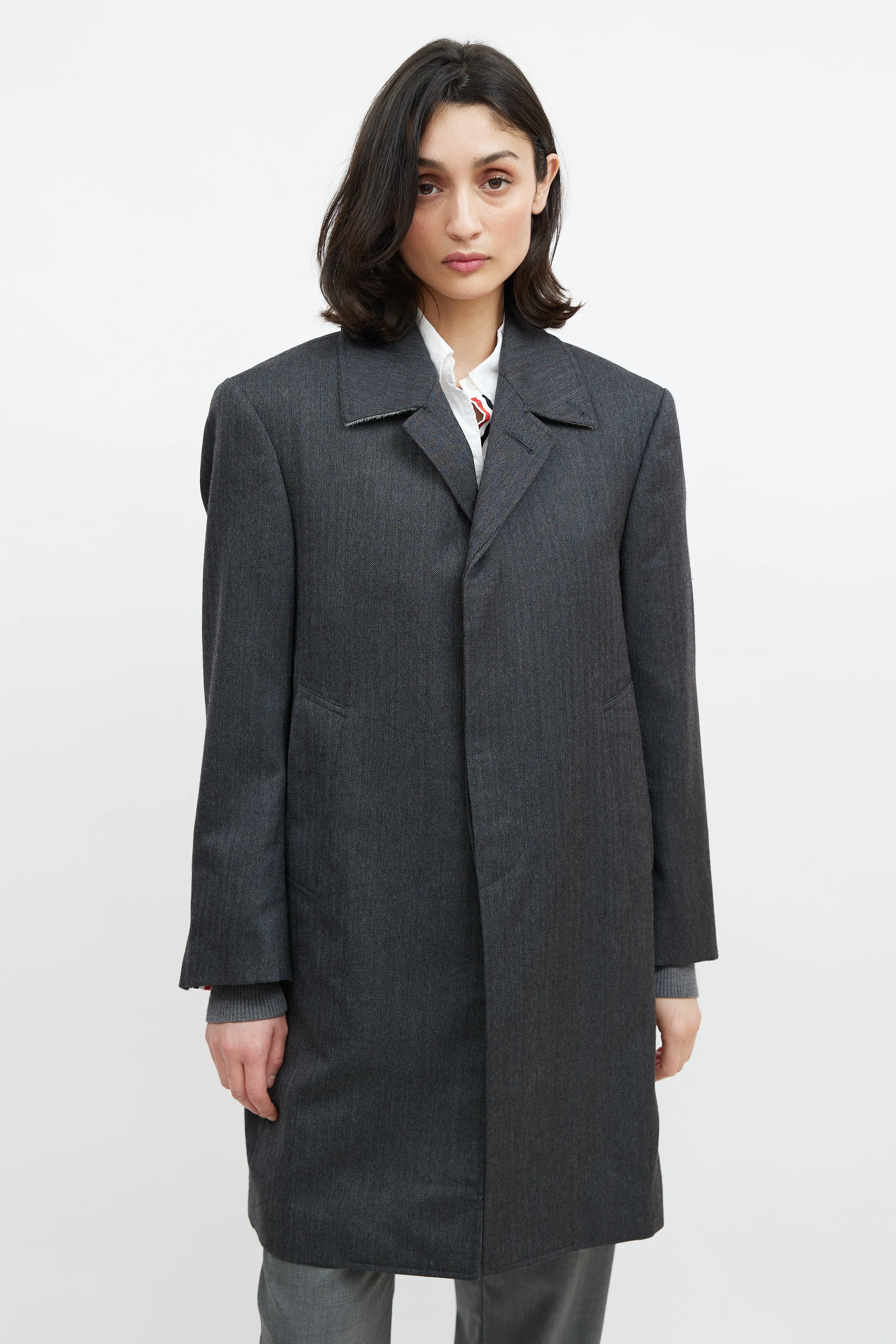 Grey Wool Tweed Coat