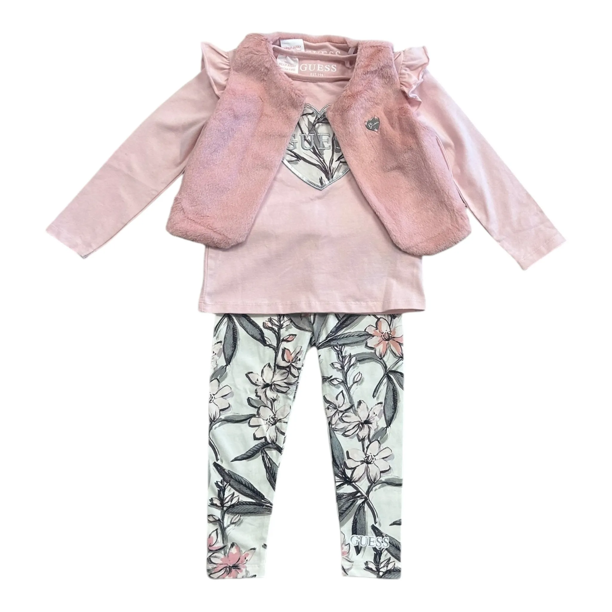 Guess - 3 piece pink and floral legging set