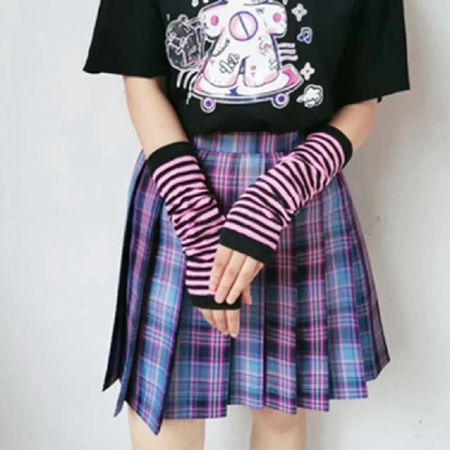 Harajuku Kawaii Fashion Striped Arm Warmers