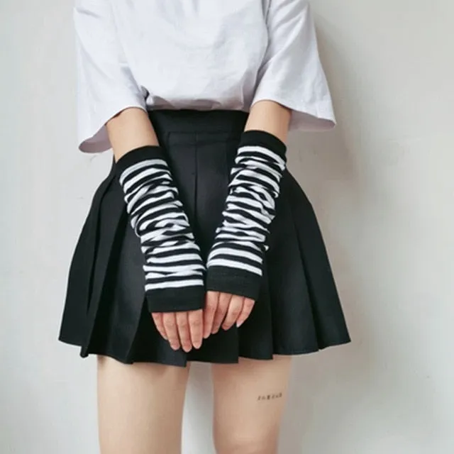 Harajuku Kawaii Fashion Striped Arm Warmers