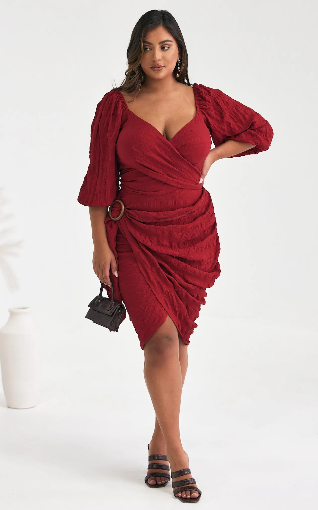 Havana Wrap Midi Skirt - Ruby Red