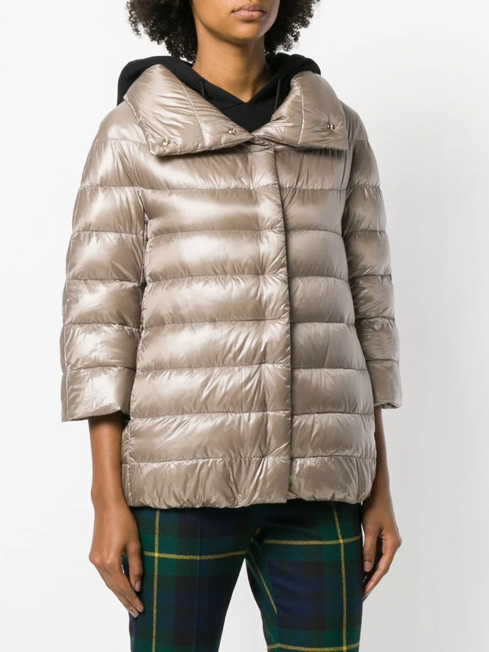 HERNO Chic Mini Puffer Jacket in Dove Grey