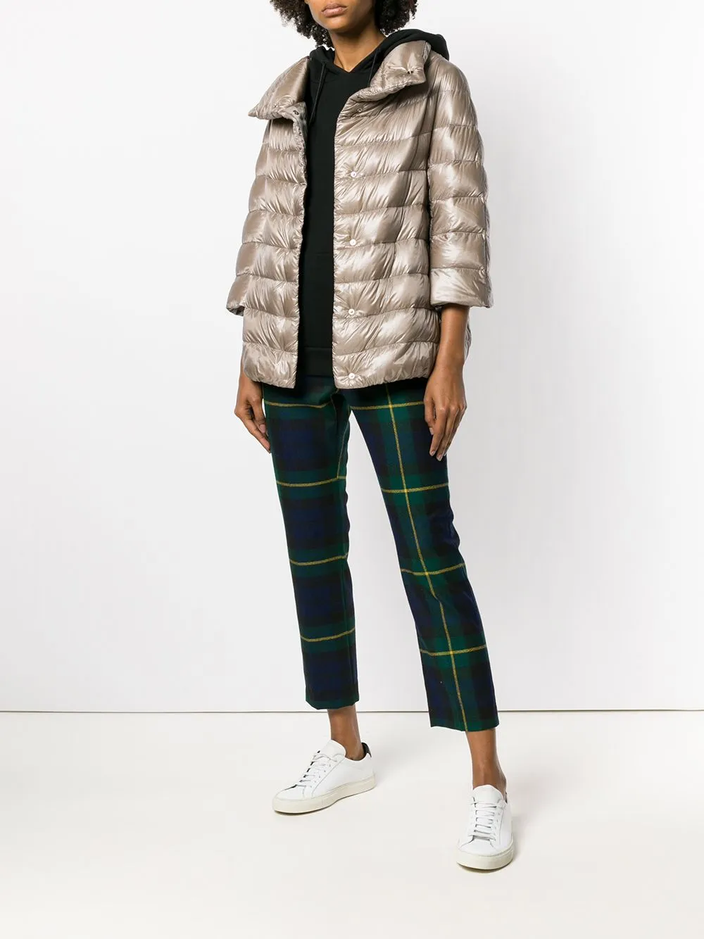 HERNO Chic Mini Puffer Jacket in Dove Grey