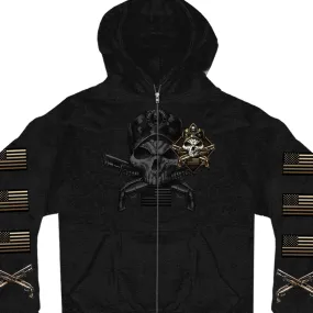 Hot Leathers GMZ4415 Men’s ‘Camo Skull’ Black Hoodie with Zipper Closure