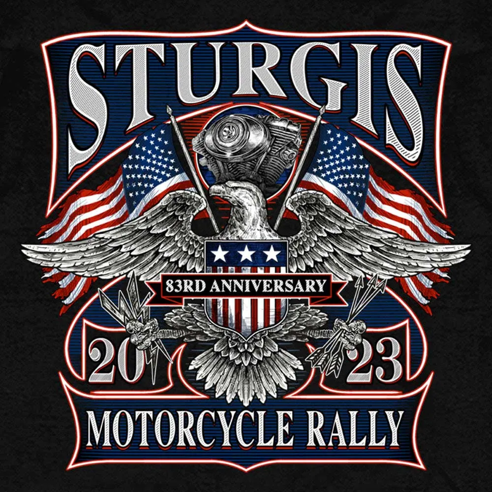 Hot Leathers SPB4013 Men’s 2023 Sturgis Vintage Patriot Black Hoodie