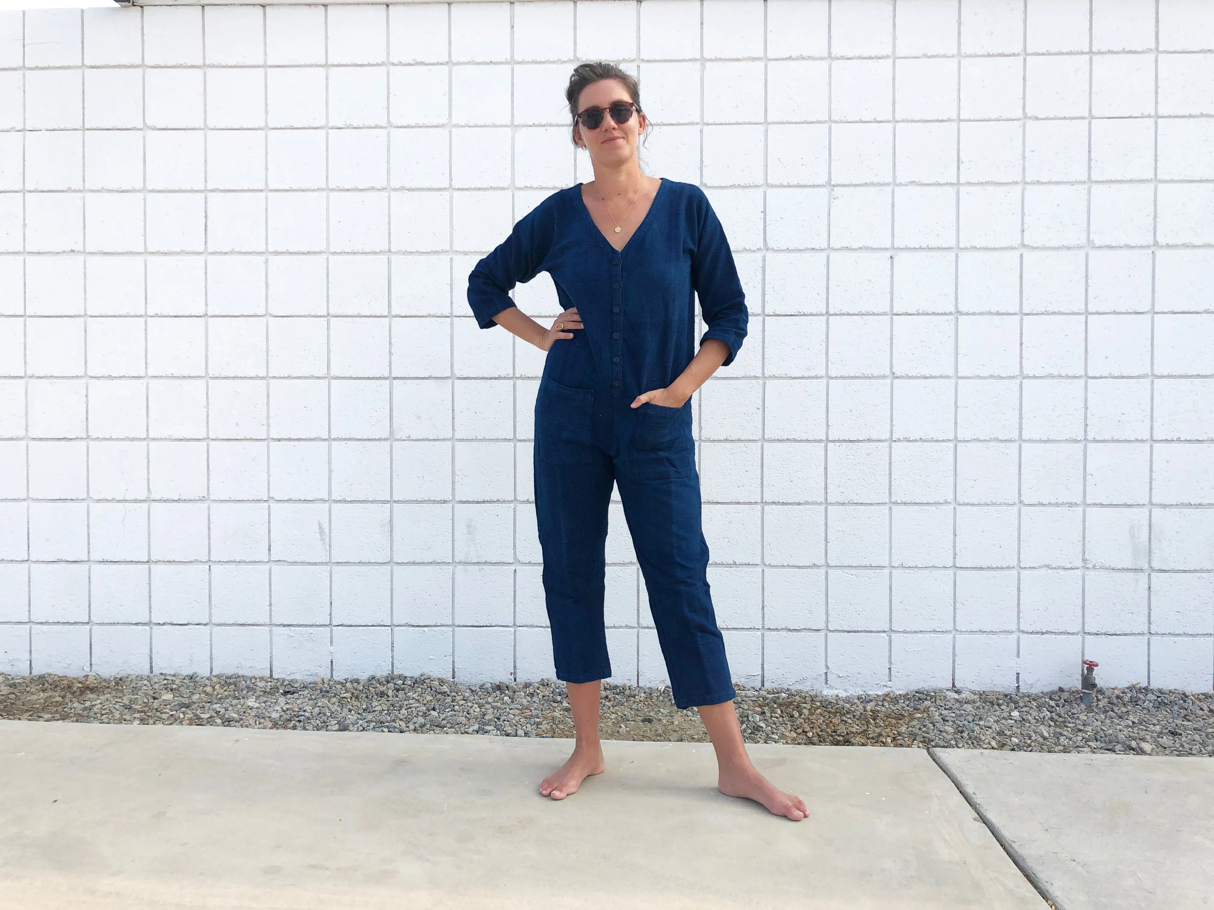 Indigo Textured Jumpsuit (XS-XL)