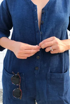 Indigo Textured Jumpsuit (XS-XL)