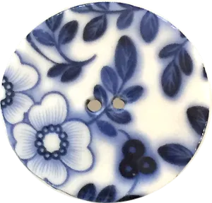 Indigo/White "Summer Night" Round Porcelain Button, 5/8", 7/8", 1-1/8" or 1-1/2"