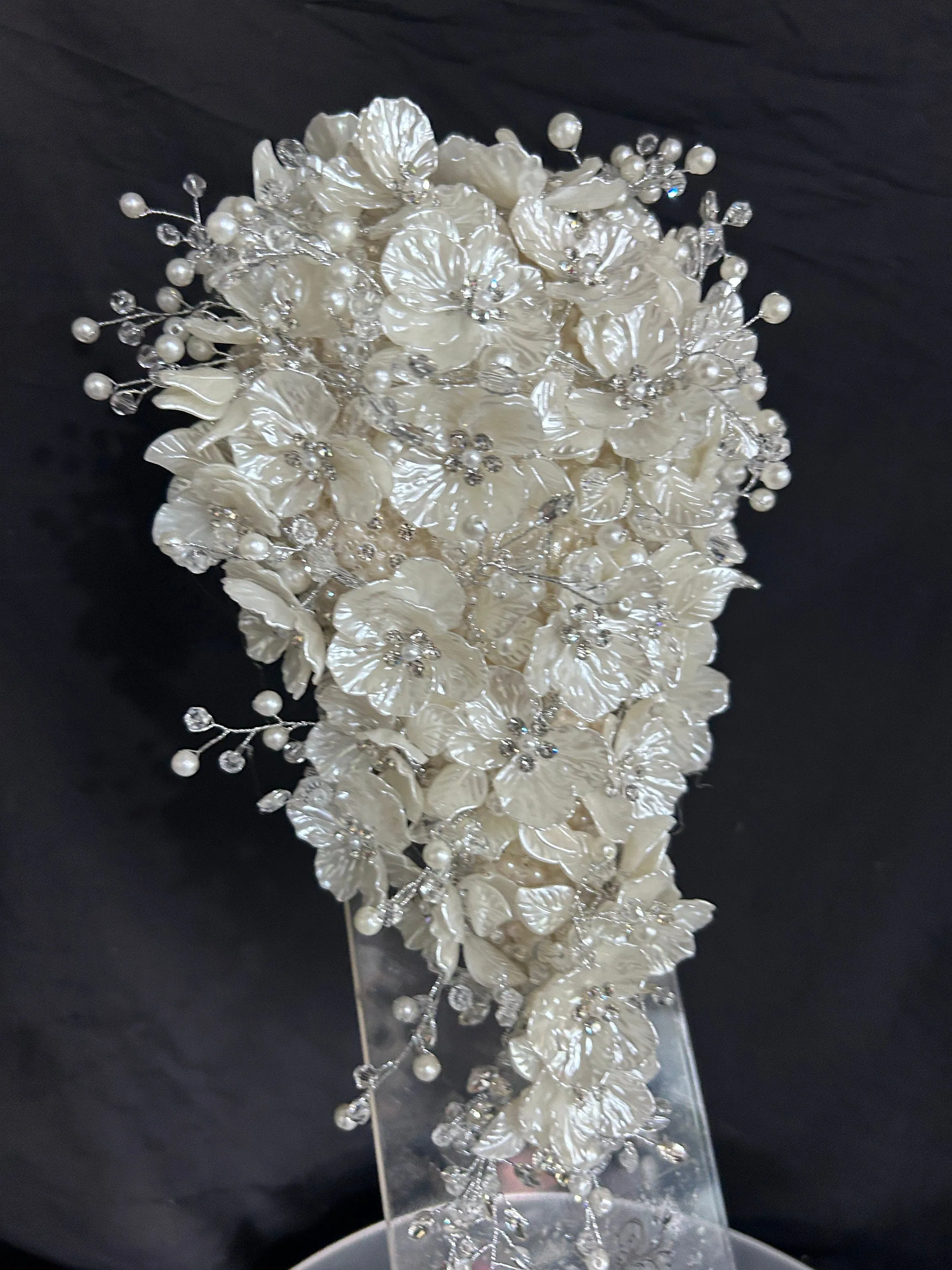 Ivory flower bouquet, rhinestone bridal flowers