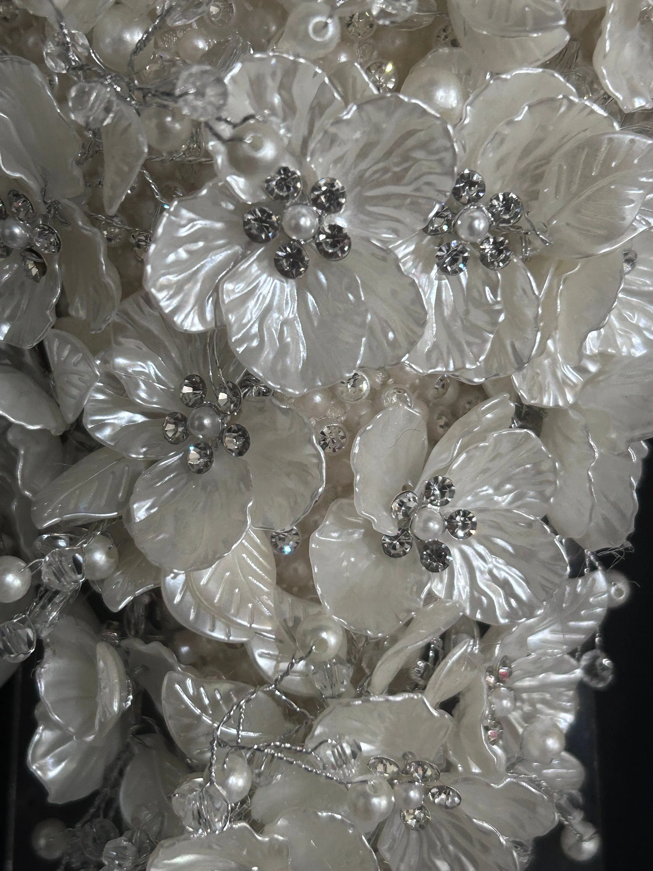 Ivory flower bouquet, rhinestone bridal flowers