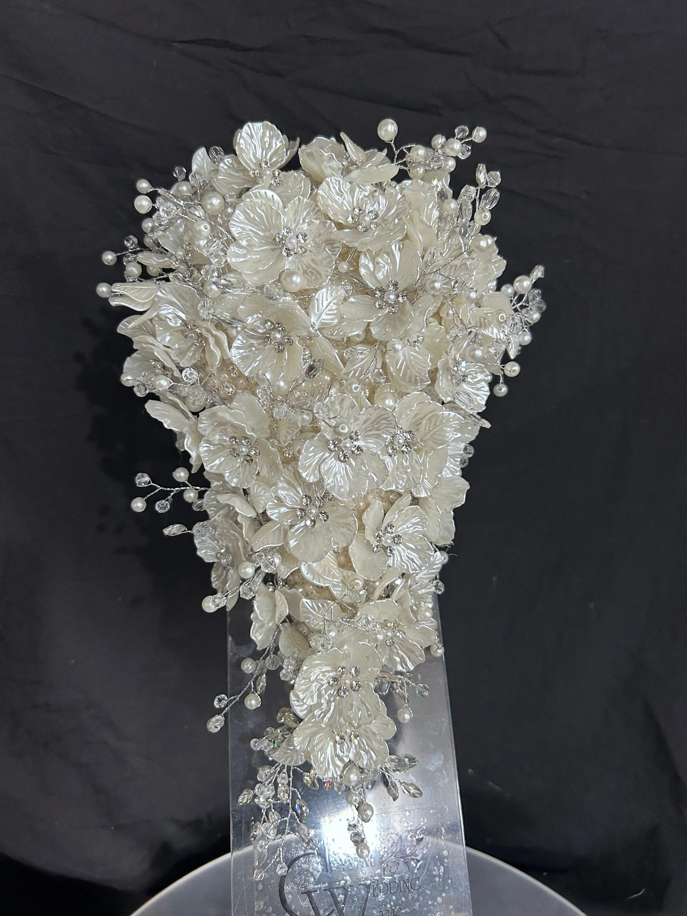 Ivory flower bouquet, rhinestone bridal flowers