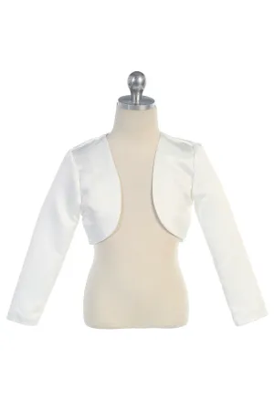 Ivory Satin Long Sleeve Jacket  JK 109