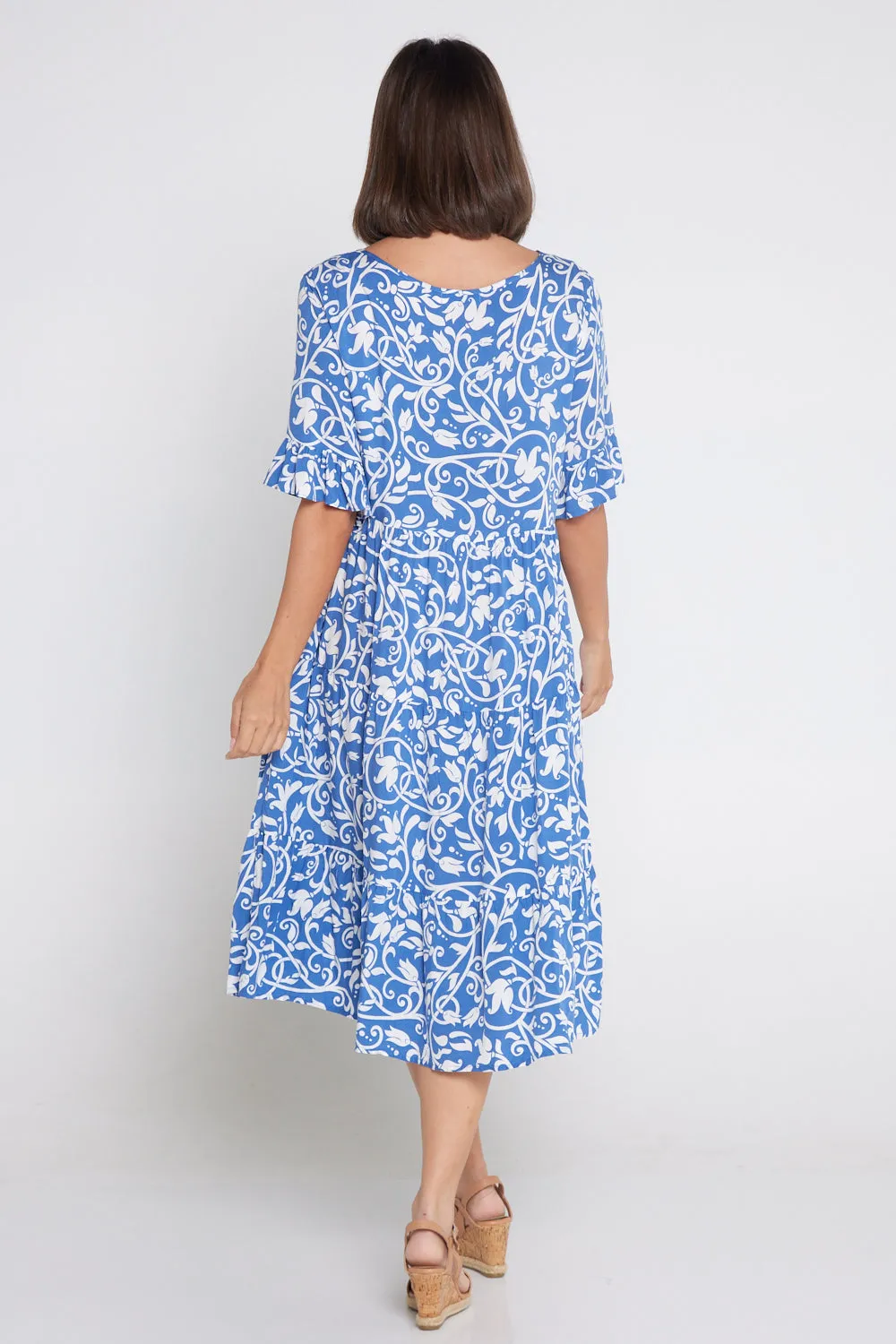 Jackson Dress - Blue/Floral Flourish