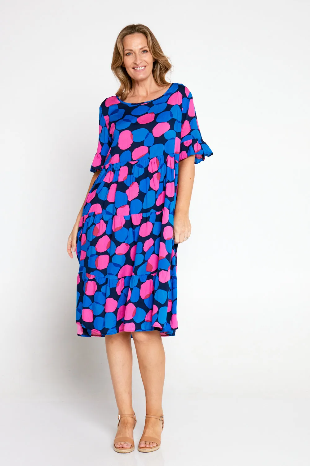 Jackson Dress - Pink/Cobalt Spot