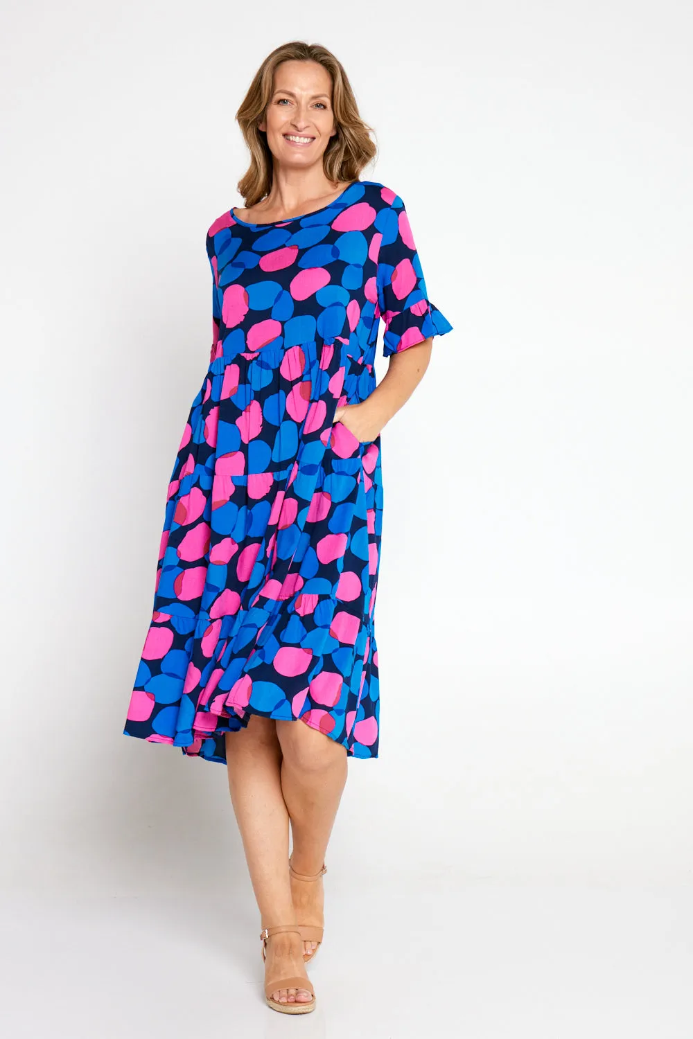 Jackson Dress - Pink/Cobalt Spot