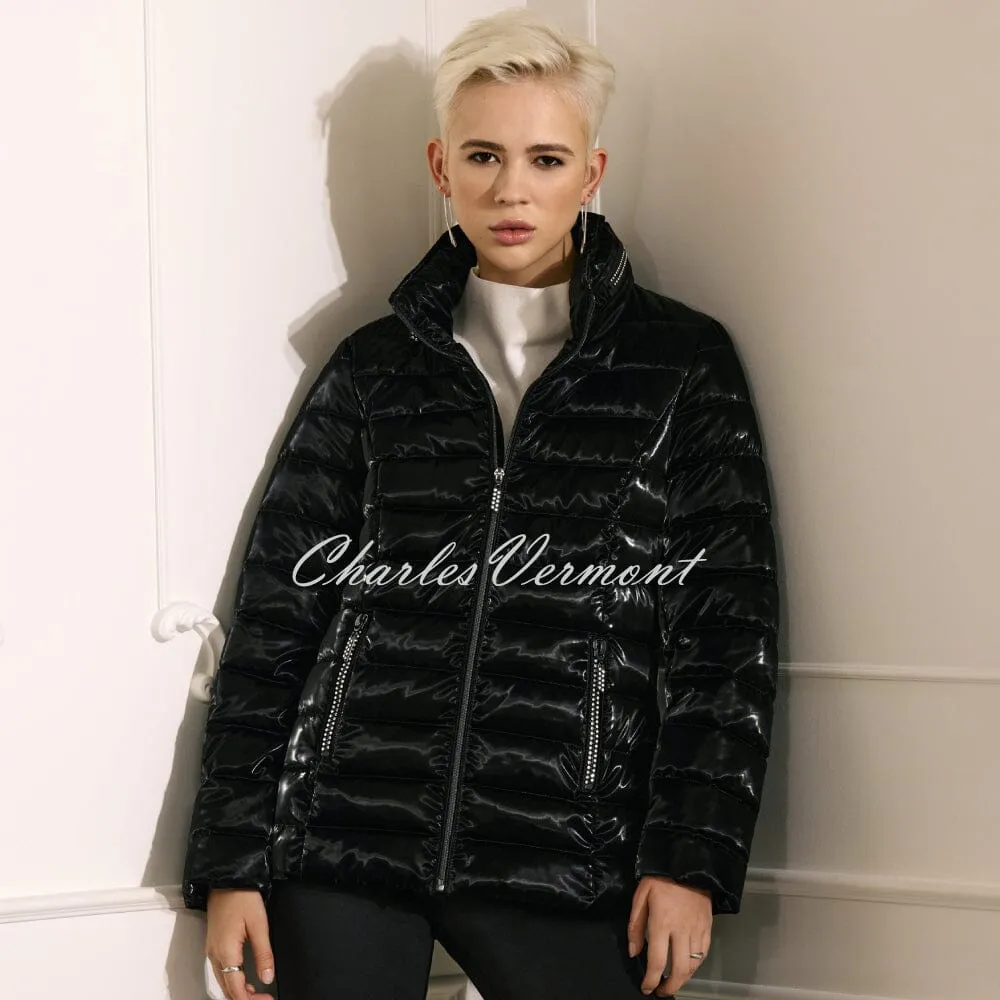 Joseph Ribkoff High Gloss Puffer Jacket with Diamante Detail - Style 233967