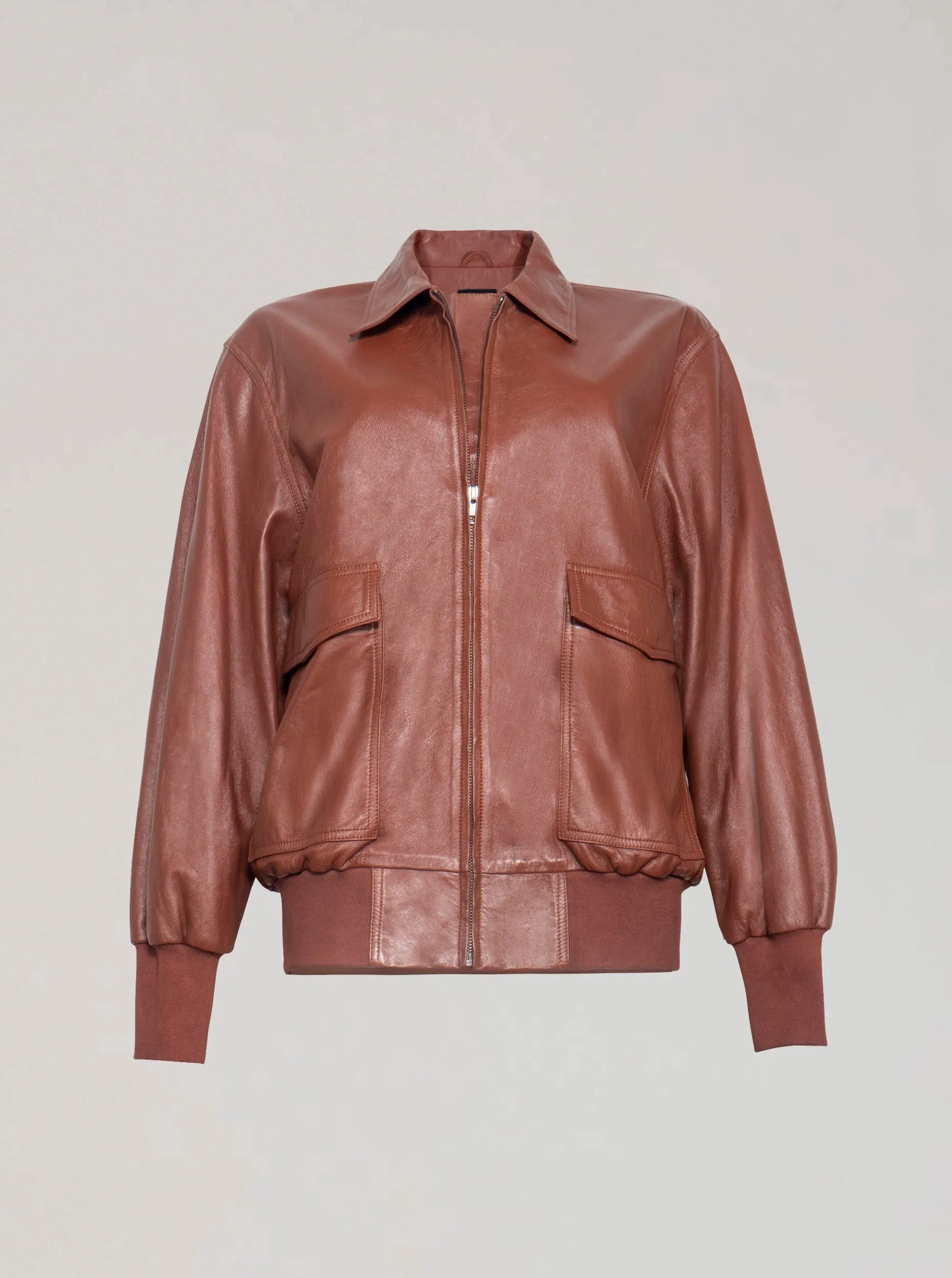 KENNEDY LEATHER AVIATOR JACKET - WHISKEY