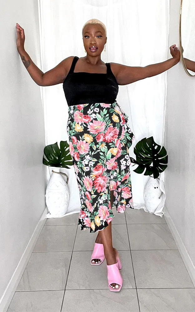 Kiki Skirt - Black Floral