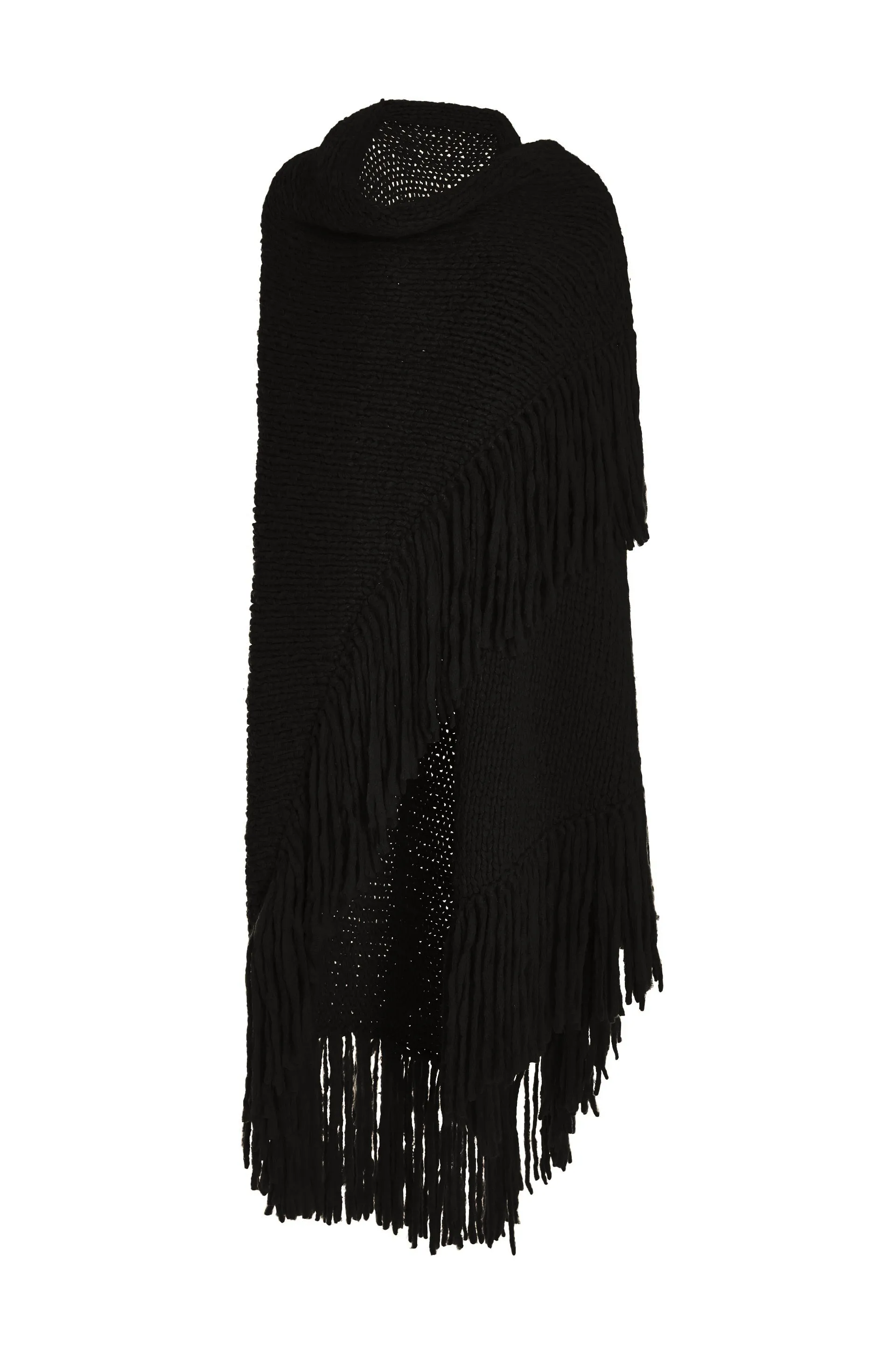 Lauren Knit Wrap in Black Welfat Cashmere