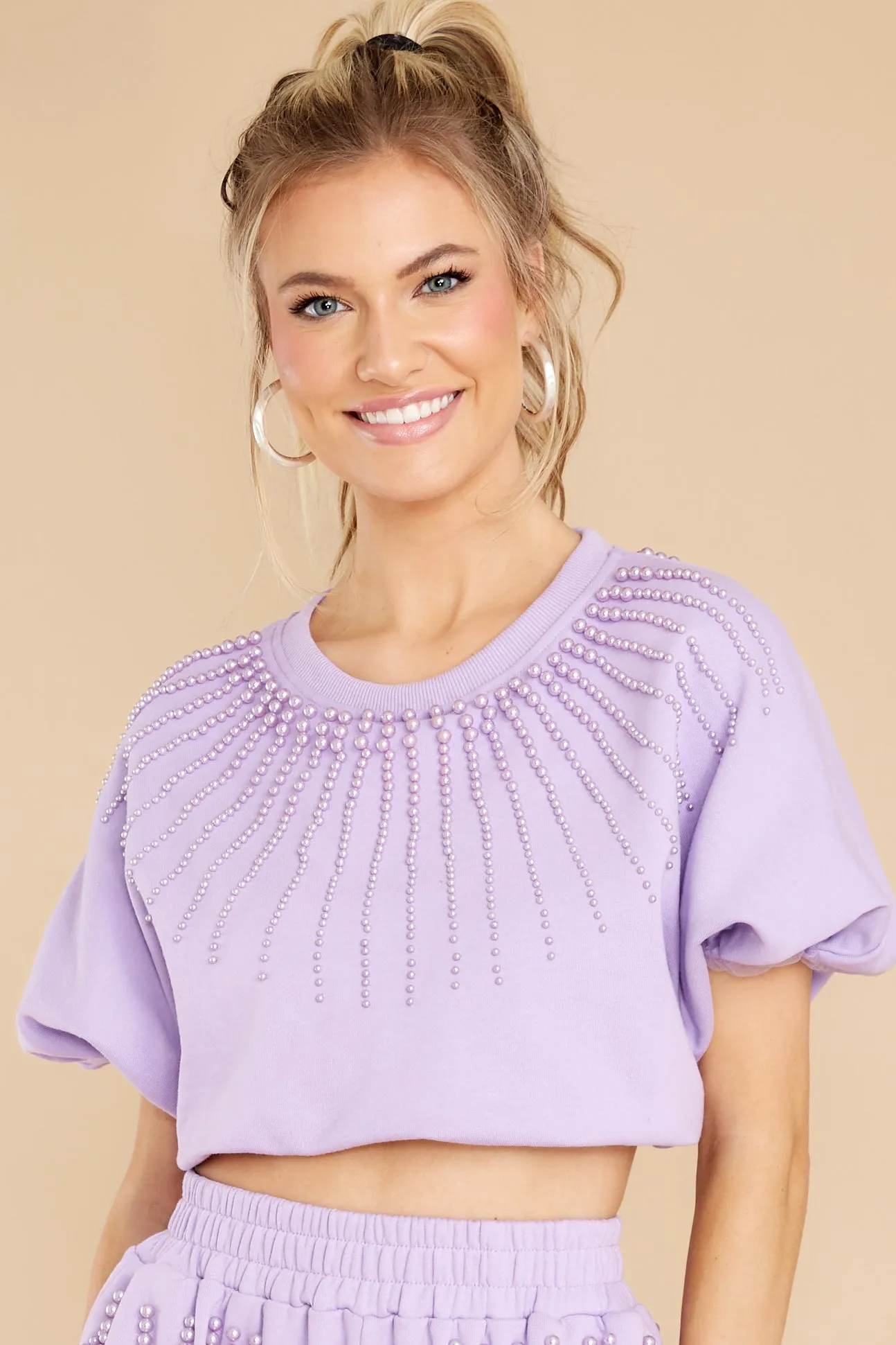 Lavender Pearl Burst Bubble Top