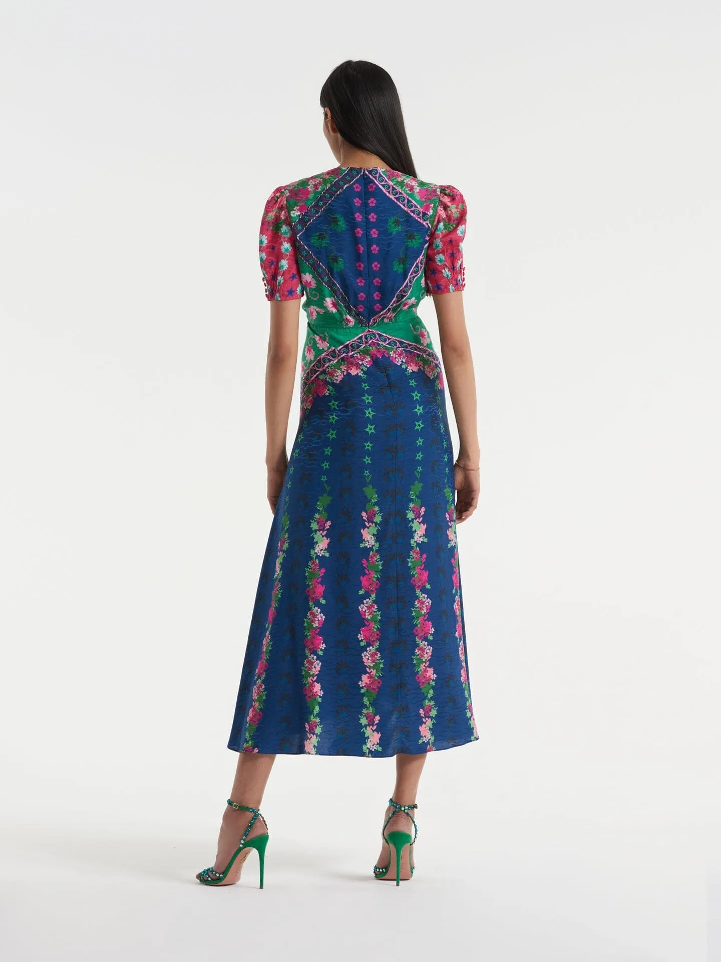 Lea Long Dress in Navy Lupins print