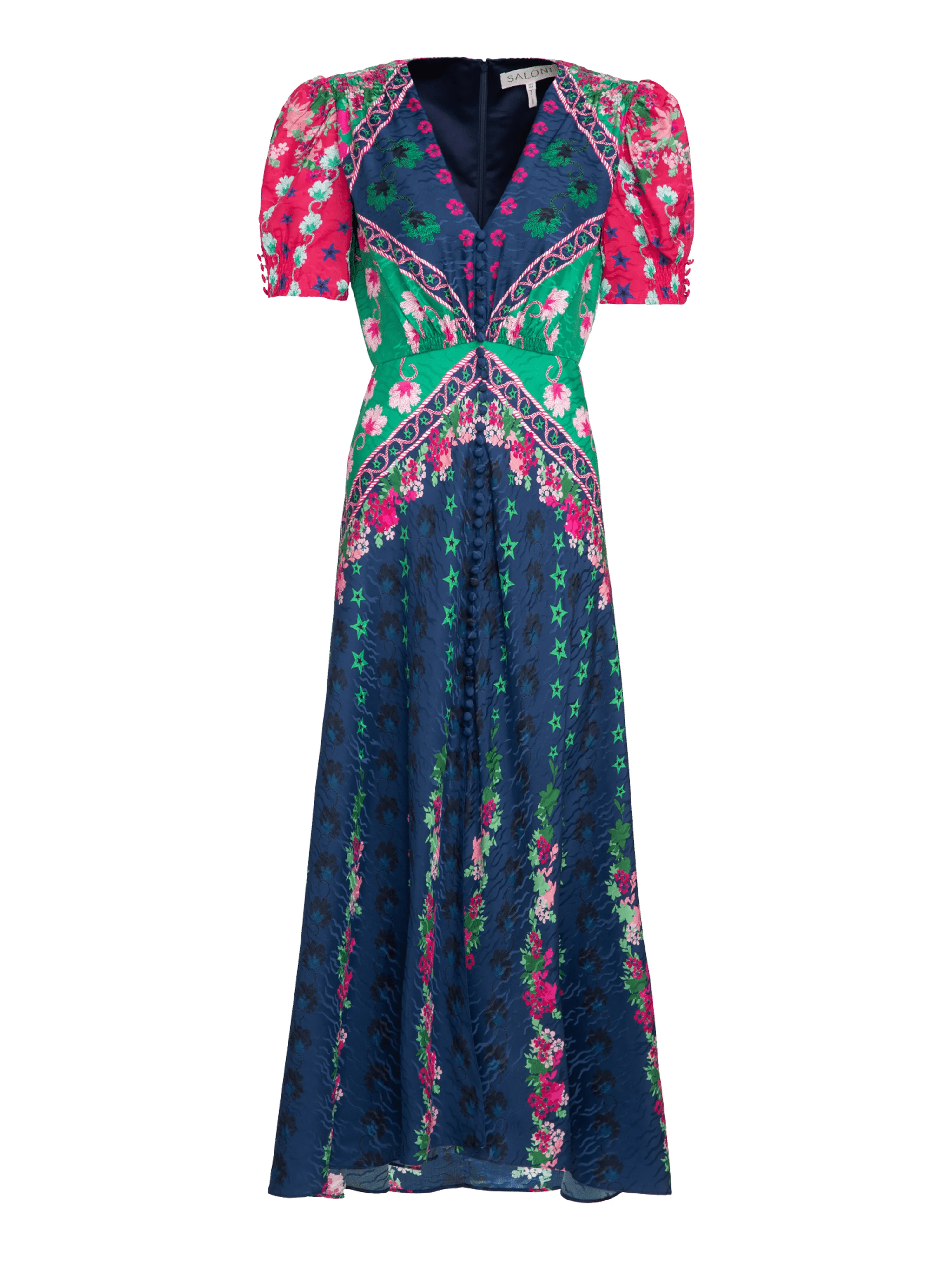 Lea Long Dress in Navy Lupins print