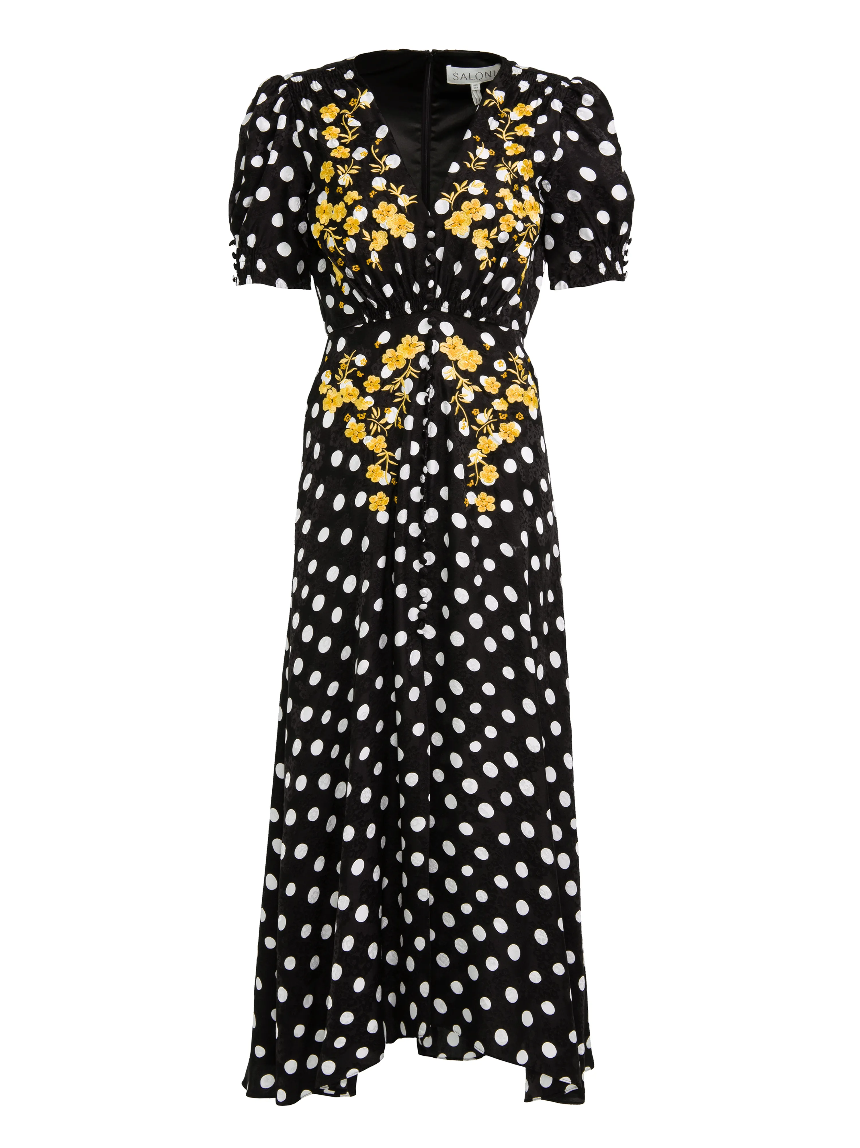 Lea Long Dress in Polka Dot Embroidered