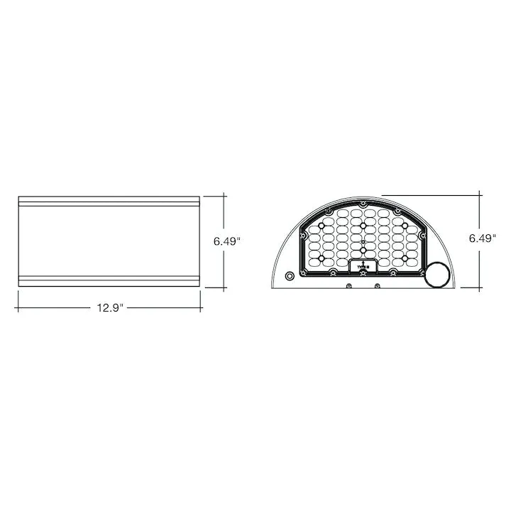 LED Semi-Circle Up/Down Wall Pack, 11,600 Lumen Max, CCT and Wattage Selectable, Integrated Photocell, 120-347V