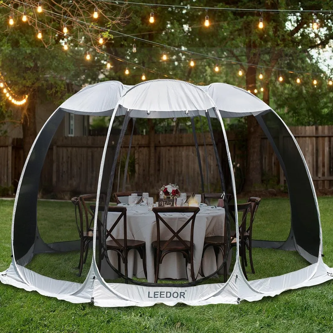 Leedor 12'x12' Gazebos for Patios Screen House Room 8-10 Person Canopy Mosquito Net Camping Tent Pop Up Sun Shade Shelter