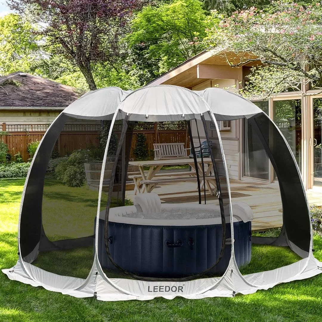 Leedor 12'x12' Gazebos for Patios Screen House Room 8-10 Person Canopy Mosquito Net Camping Tent Pop Up Sun Shade Shelter