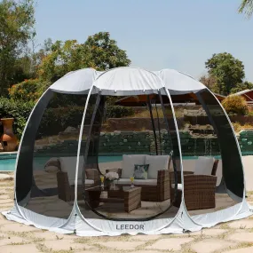 Leedor 12'x12' Gazebos for Patios Screen House Room 8-10 Person Canopy Mosquito Net Camping Tent Pop Up Sun Shade Shelter