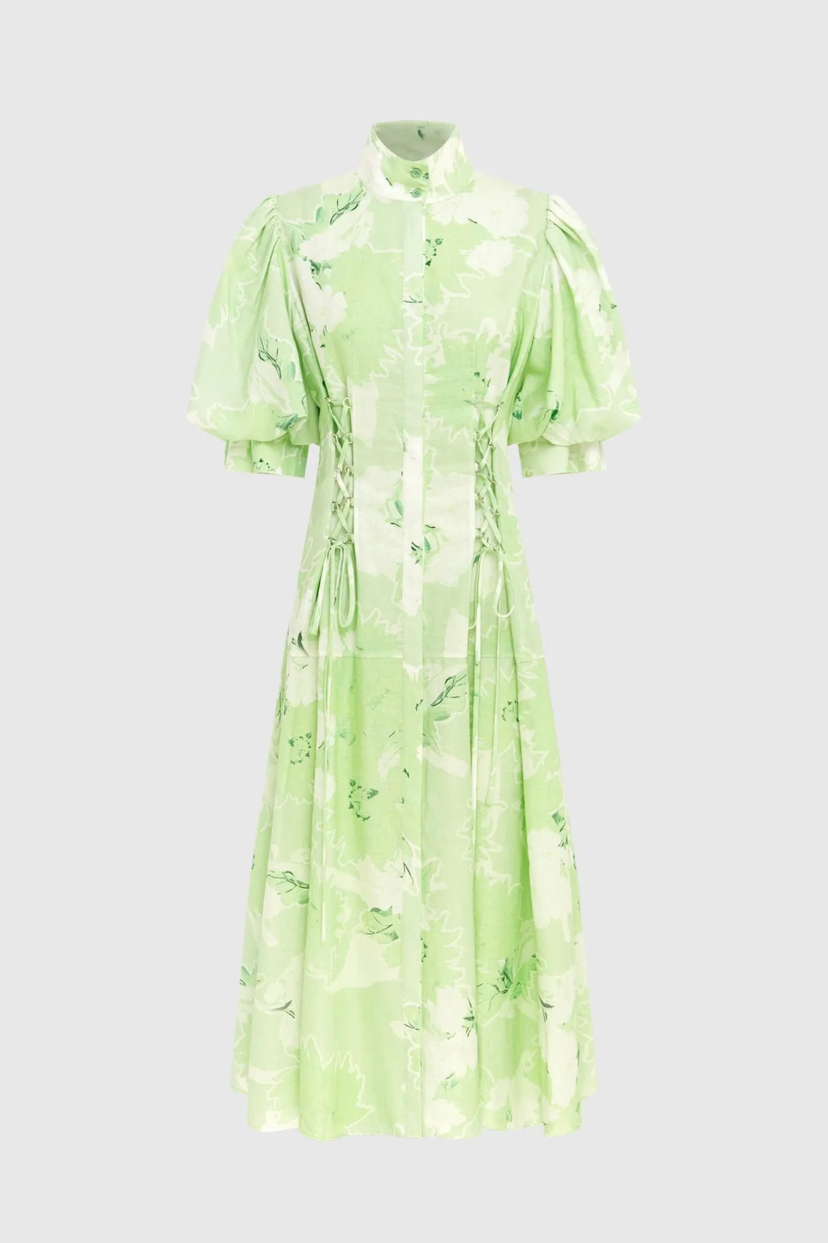 Leo Lin Anneke Drawstring Midi Dress - Jasmine Sage Print