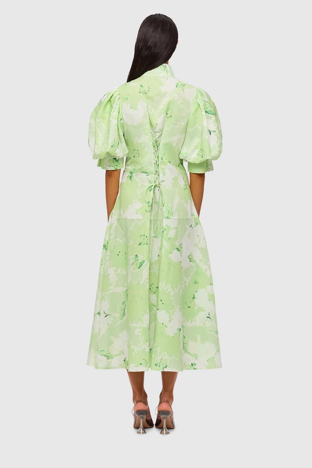 Leo Lin Anneke Drawstring Midi Dress - Jasmine Sage Print